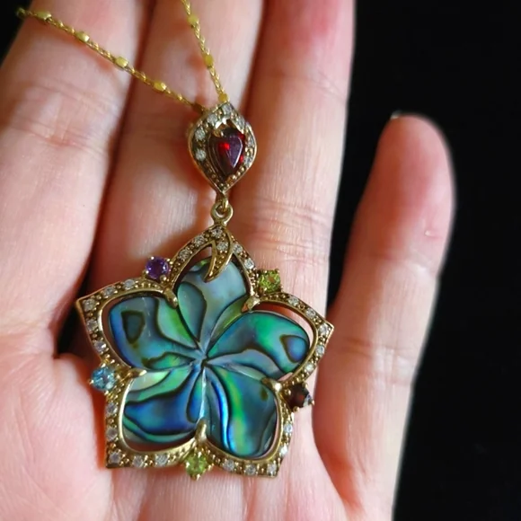 ✨️HP✨️Stauer | BNIB Pretty Rainbows End Abalone Pendant Chain Necklace - Picture 2 of 9